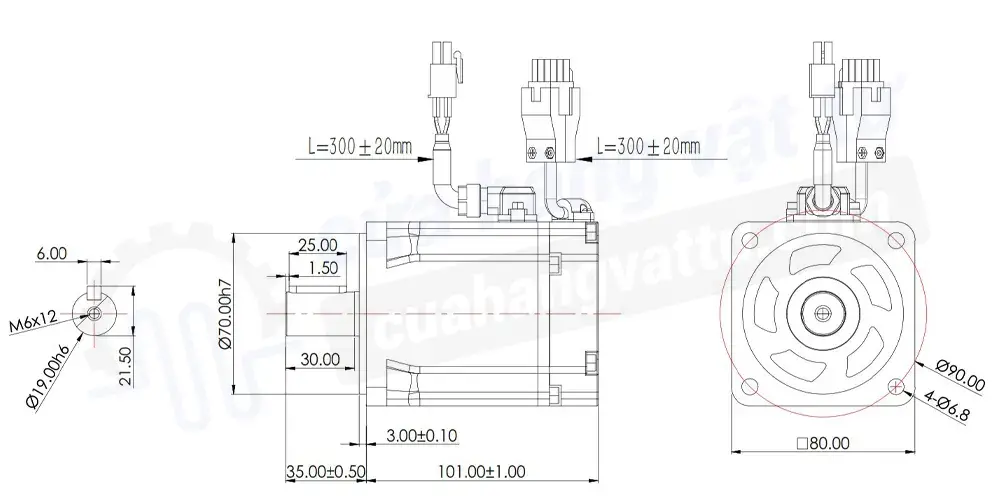 bản vẽ động cơ servo 750W JMC