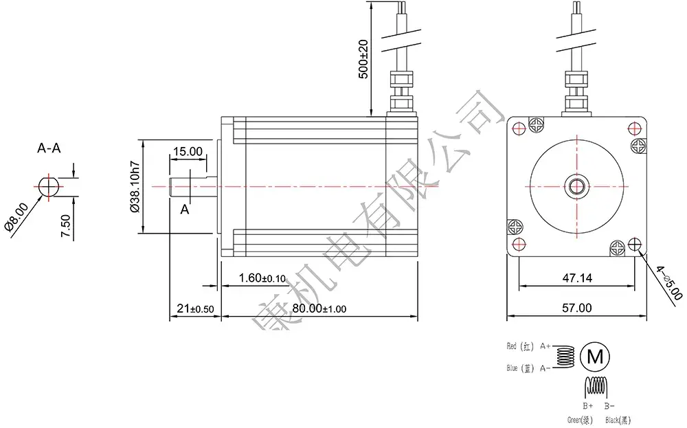 bản vẽ động cơ bước 57J1880