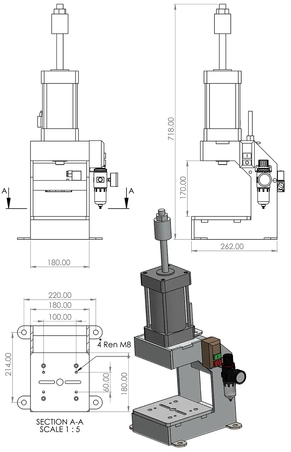 bản vẽ máy đột dập khí nén 500