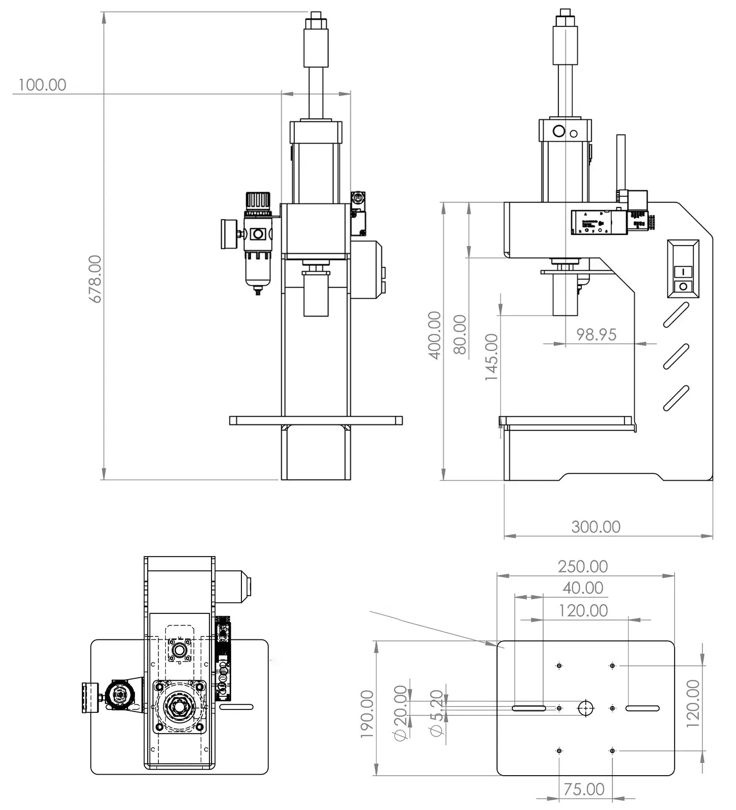 bản vẽ máy đột dập khí nén 200kg