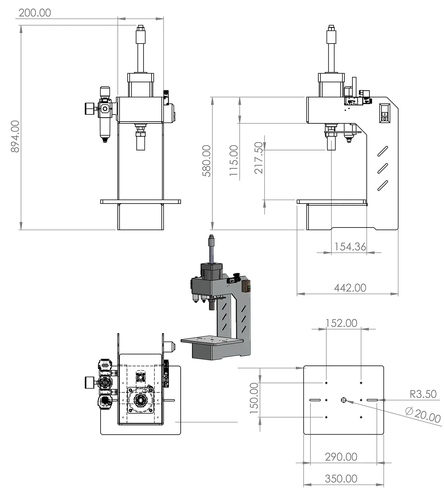 bản vẽ máy đột dập khí nén 500kg