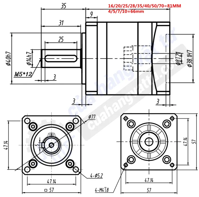 bản vẽ hộp giảm tốc động cơ bước 57