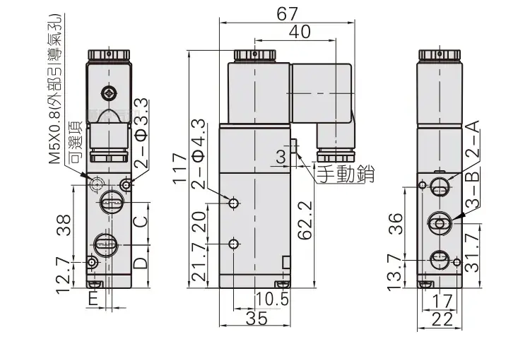 bản vẽ 2D van khí nén 4V210N-08