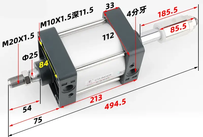 kích thước xi lanh SCJ100-100-50