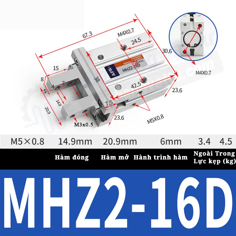 xi lanh kẹp MHZ2-16D