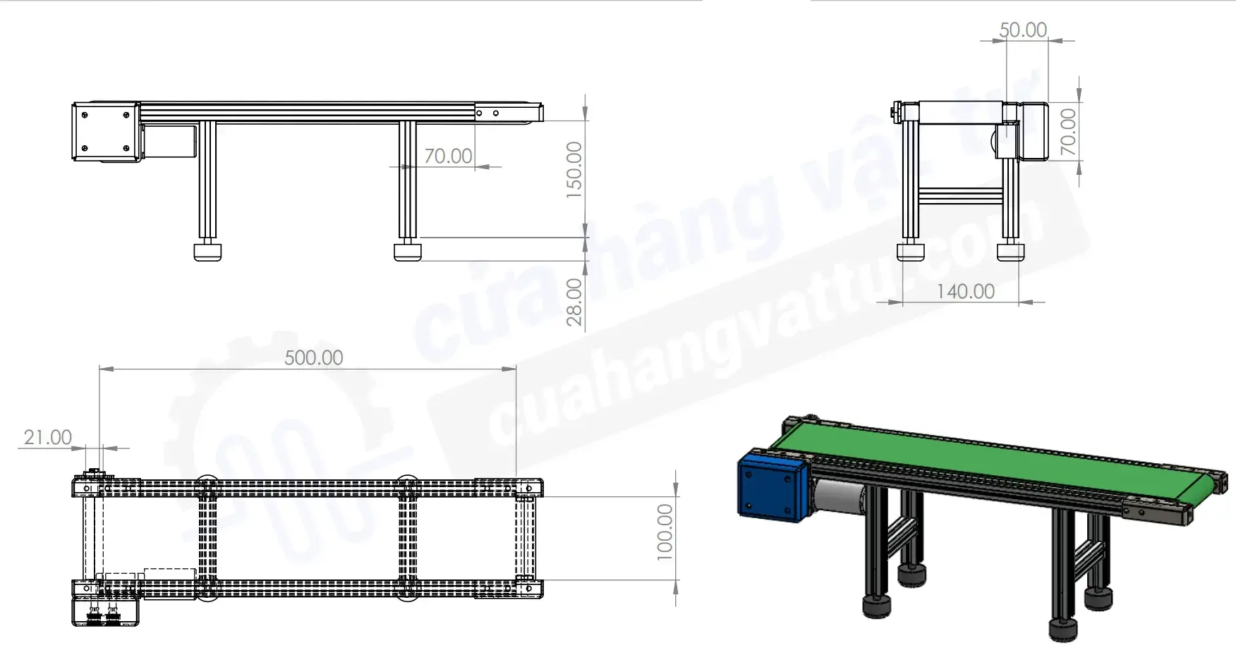 bản vẽ băng tải mini tcm21