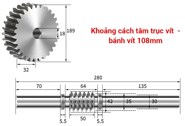 bản vẽ trục vít bánh vít 3M 60 răng