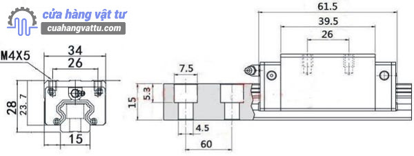 bản vẽ thanh trượt HGR15