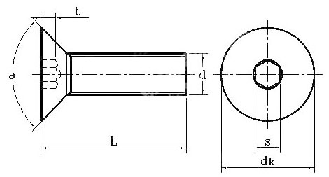 bản vẽ kỹ thuật ốc luc giác đầu chìm